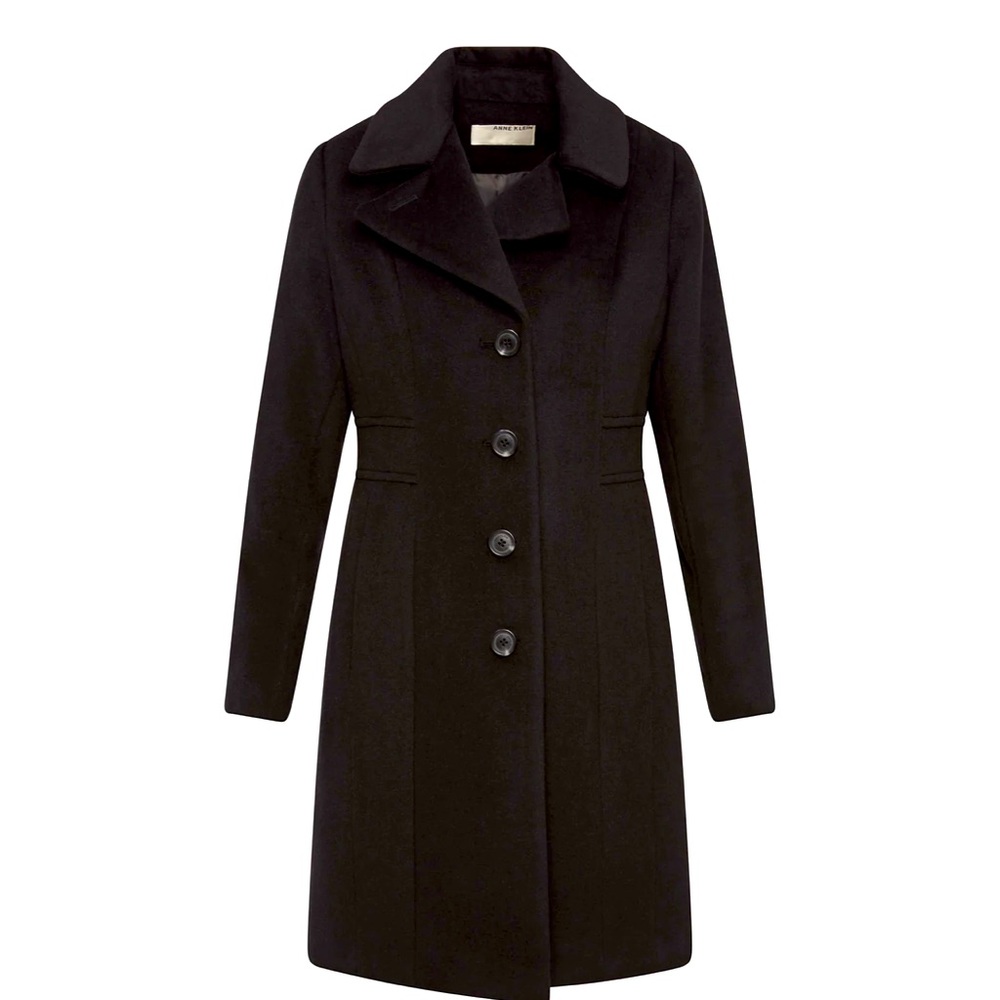 Anne Klein Single Breasted Walker Coat in Black NWT